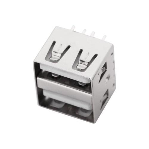50pcs/lot Double USB 2.0 4Pin A Type Female Socket Connector Short Style for Data Transmission Charging Length 10.5mm