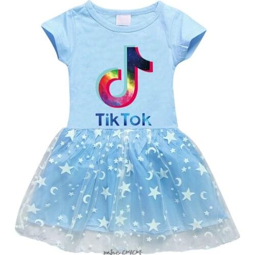 Hot Sale Tik Tok Dress 2021 New Simple Childrens Short-sleeved Dress Girls Summer Stitching Princess Dress 2-10 Year
