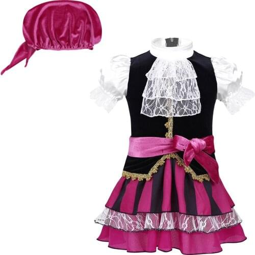 Infant Baby Girls Cosplay Carnival Roleplay Dress Short Bubble Sleeves Halloween Costume Cosplay Party Dress with Headscarf Set