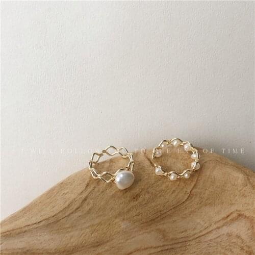 Freshwater Natural Baroque Pearl Ring Resizable Woven French Luxury Wedding Engagement Charming Ring Jewelry for Women Gift New