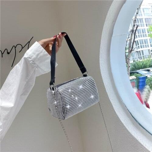 Rhinestone Cosmetic Handbag Women Bags 2021 Summer Women Fashion Chain Shoulder Messenger Bag Daily Female Crystal Evening Bags