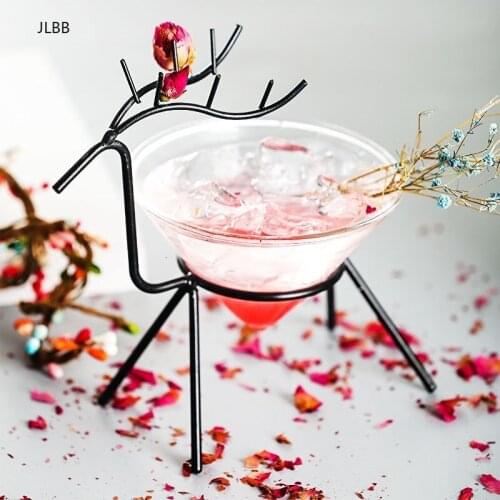 Nordic Creative Iron Art Elk Holder Special Drinking Molecular Cocktail Cup Party Bar Wedding Champagne Coupe Wine Martini Glass