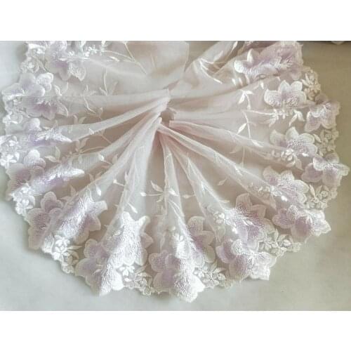 2 Colors 2 Yards Lace Trim Lily Floral Flower Embroidered Tulle Lace 7.48 Inches Wide High Quality
