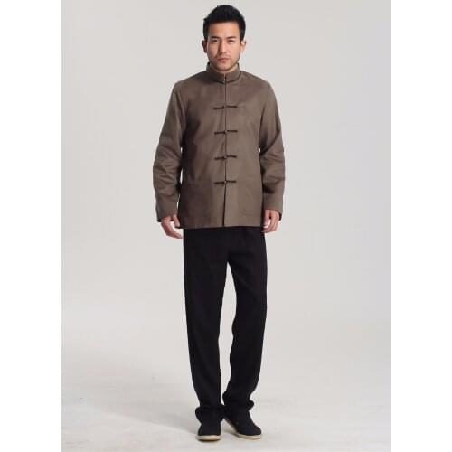 New Arrival 3 Color High Quality Chinese Traditional Mens Winter Suede Kung Fu Jackets Clothing Coats M L XL XXL 3XL