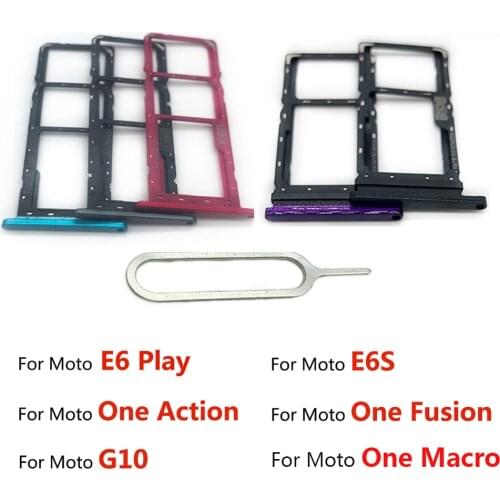 Sim Card Tray For Motorola Moto E6 Play E6S G10 One Action One Fusion SD Card Reader Socket Slot Holder Replacement Part