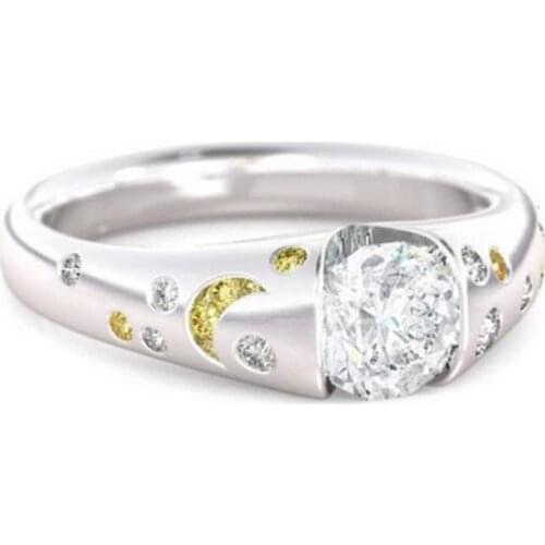 Fashion Moon Shining Crystal Zircon Rings for Women Jewelry Accessories Birthday Gifts Luxury Women Rings Wedding Band