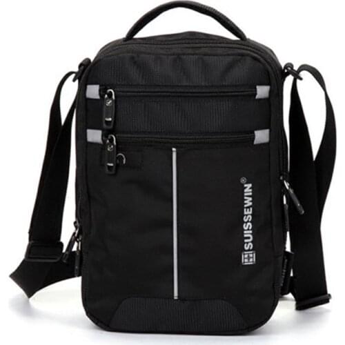 Mens Black Handbag Crossbody Bag Swiss Shoulder Bag Leisure Briefcase Small Messenger Bag for 9.7" 11"tablets and Documents