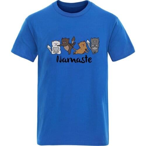 Namaste Print Round Neck Men T shirt High Quality Fashion Tops Tees Hipster Short Sleeve Male 2020 New Arrival Graphic Camisetas