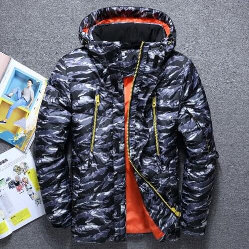 Men Clothes 2018 Winter Hooded White Duck Down Camouflage Jackets Warm Down Coats Male Casual Winter Outerwer Down Parkas