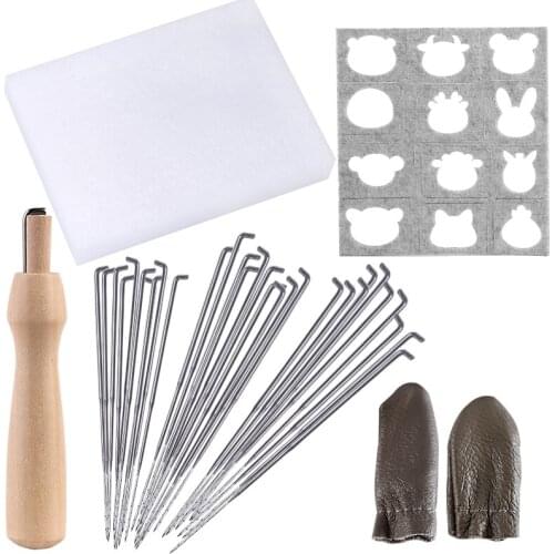 LMDZ Wool Felting Needles Kit wool felt Mold With 30PCS Poke Needle Wood Handle Felting Diy Craft Felt Starter Tool