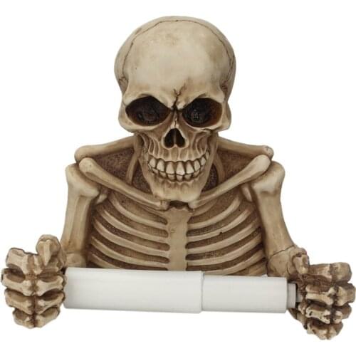 New Novelty Skull Shape Tissue Holder Wall Hanging Kitchen Bathroom Toilet Roll Paper Towel Rack Plastic Holder Home Supplies