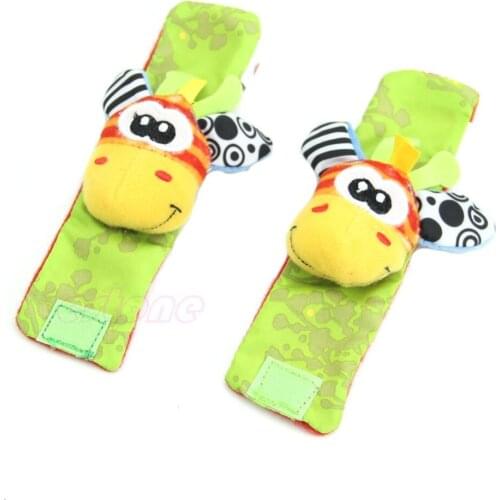 New Cotton Flannel Animal Infant Baby Kids Hand Wrist Bells Foot Sock Rattles Soft Toys