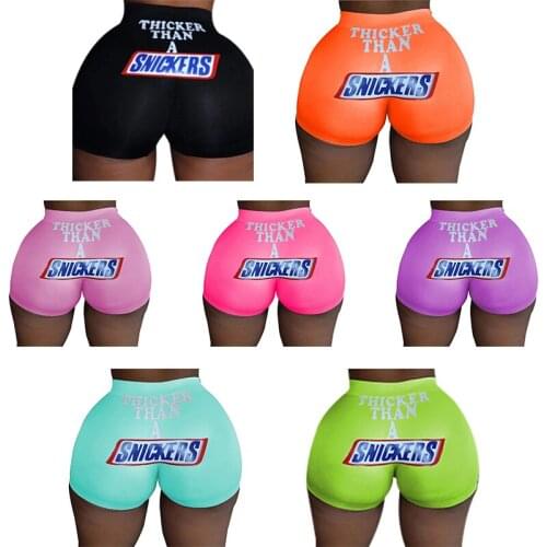 New Shorts for Women Funny Print Shorts Bright Color High Waist Slimming Shorts