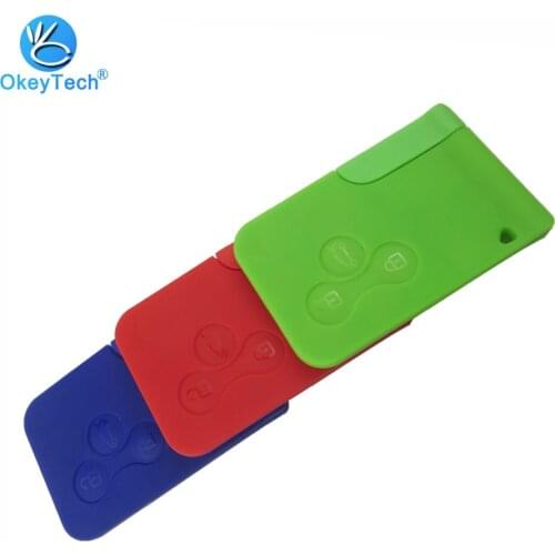 OkeyTech 3 Buttons Smart Key Card Remote Car Key Cover Case Replacement Fob & Insert Blade for Megane 2 3 Clio Grand For Renault