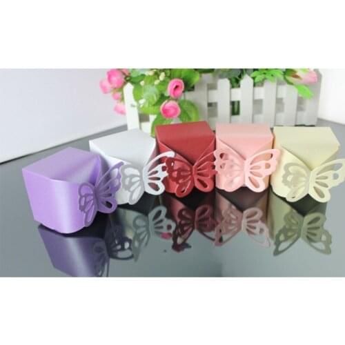 Butterfly Wedding party favor Candy Box, festival gifts bag packing, bomboniere dragee present chocolate paper packaging,100pcs