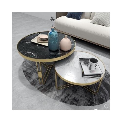 Nordic simple luxury marble coffee table combination creative modern small-sized apartment reception round small coffee table