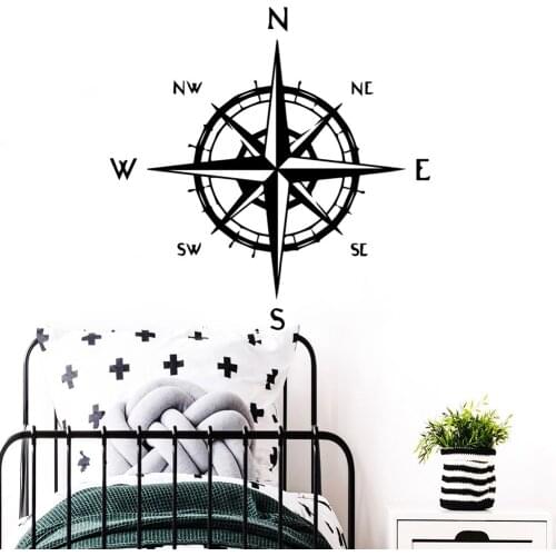 Drop Shipping compass Vinyl Waterproof Wall Decal for Living Room Kids Room Decoration Vinyl Art Decals