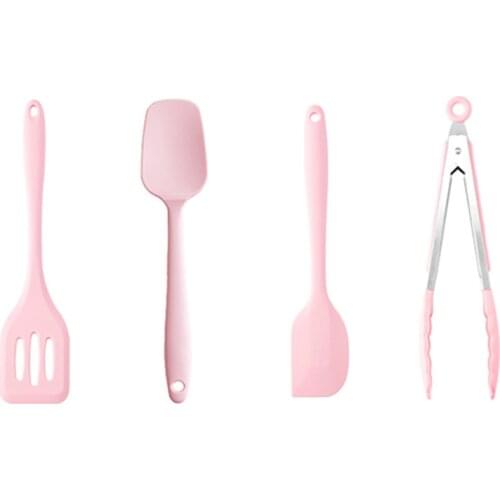 Pink Silicone Kitchen Utensils Sets Kawaii For Dishes Tools Accessories High Temperature Resistance Freely Combine Free Shipping