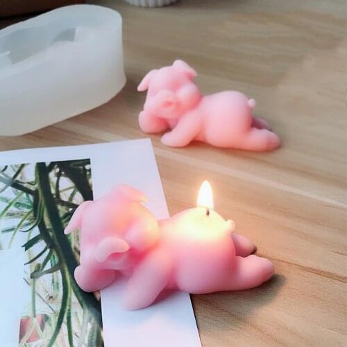Cute Pig Silicone Candle mold ,DIY Plaster Rubber Mold Aromatherapy candle DIY cute pig silicone mold