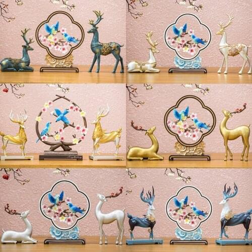 MODERN RESIN DEER FIGURINES DECORATION HOME LIVINGROOM TABLE FURNISHING CRAFTS HOTEL OFFICE DESKTOP ACCESSORIES ORNAMENTS DECOR