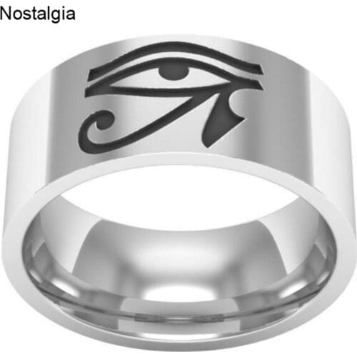 Nostalgia Stainless Steel Egypt Eye Of Horus Ra Udjat Ancient Egyptian Gothic Ring Spiritual Protection Wicca Pagan Jewelry