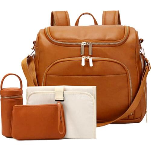 Diaper Bag Backpack Leather Travel Back Pack Large Capacity Organizer Mommy Maternity Stroller Nappy Bag for Mon and Baby