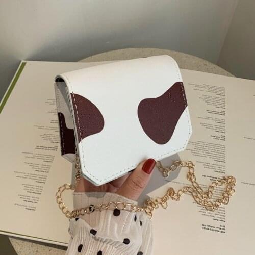 Lovely Cow Pattern Bag Female Mini Metal Chain Bag Fashion Shoulder Bag Crossbody Bag Women Fashion Accessories Wholesale