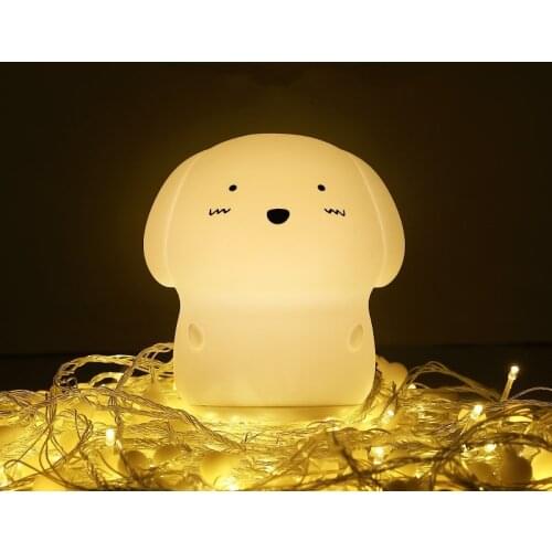 LED Record Night Light Touch Sensor Silicone Table Lamp Cute Dog USB Cartoon Light for Room Kid Bedroom Home Light Decoration
