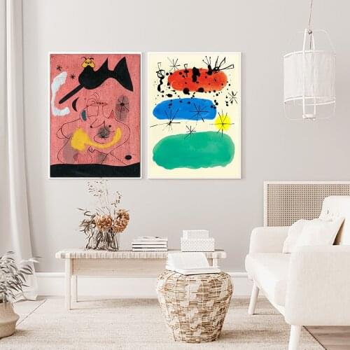 Joan Miro Exhibition Vintage Abstract Poster Modern Art Paintings Famous Retro Wall Art Canvas Print Picture For Home Decoration