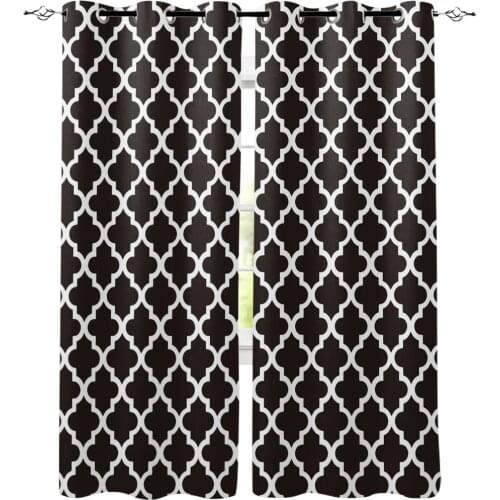 Modern Morocco Black White Curtains Kitchen Decor Items Window Curtains for Living Room Bedroom Curtain Panel