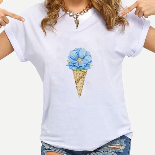 Autumn T Shirt Women New Arrivals Ice Cream Flowers Cool Aesthetic Vogue France Ropa Mujer 90S Clothing Well Being Dropshipping