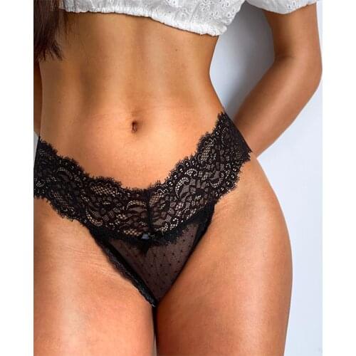 Sexy Lace Thong Womens Panties Seamless T Panty Mesh Underpant Floral G-String Ladies Lingerie Women Transparent Erotic Panties