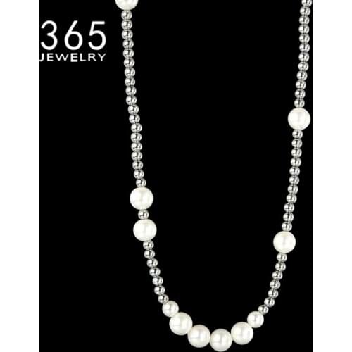 Fashion Pearls Charm Bright Necklaces Women Cross 316L Stainless Steel Bead Necklace High Quality Wedding Gift For Girls