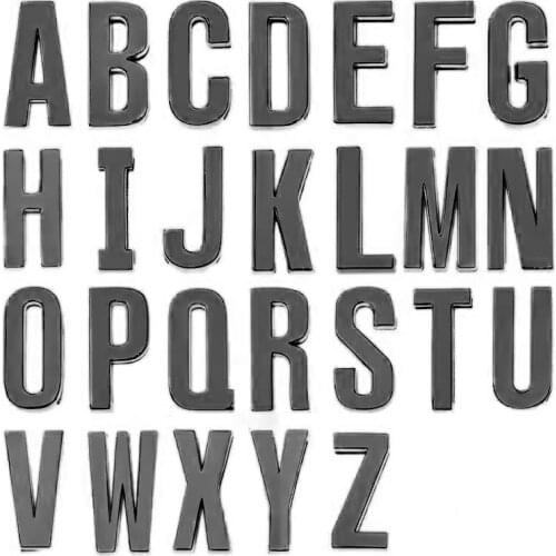 1pc Alphabet A-Z 30mm Black Color Polished Slide Letters Zinc Alloy Fit DIY Wristband & Bracelet & Pet Collar Jewelry Making