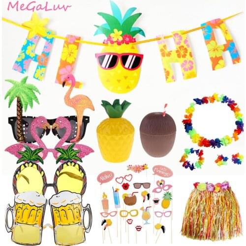 1PC Hawaii Tropical Party Decoration Sunglasses Flamingo Party Decor Pineapple Sun Glasses Hawaiian Pool Party Supplies