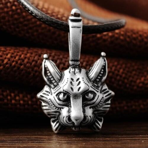 1pcs New Vintage Lynx Bobcat Pendant Lynx head Pendant Necklace cat Jewel Pagan Jewelry Animal Pendant Necklace Jewelry