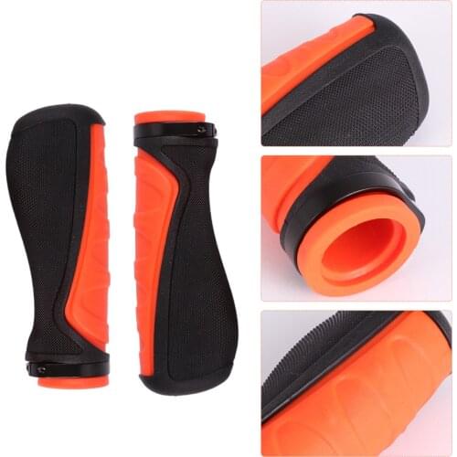 2pcs Comfortable MTB Handlebar Grips Rubber Anti-slip Bike Handlebar Cover Bicycle Hand Grips (Black and Orange)