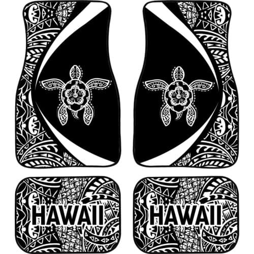 Polynesia Style Hawaii Turtle Design Car 4 Pcs Floor Mats Front and Rear Foot Carpets Anti-Slip with Rubber Backing Automotive