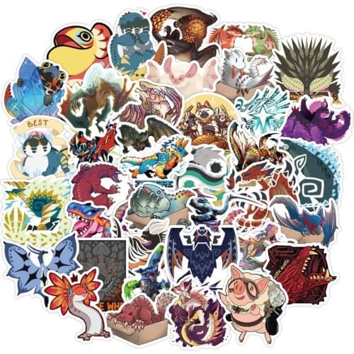 50PCS Monster Hunter World Stickers Dragon DIY Skateboard Guitar Phone Laptop Luggage Classic Graffiti Cool Sticker Kid Toy