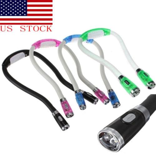 US Portable Huglight Hands Free LED Flexible Light Over Neck Book Reading Lamp