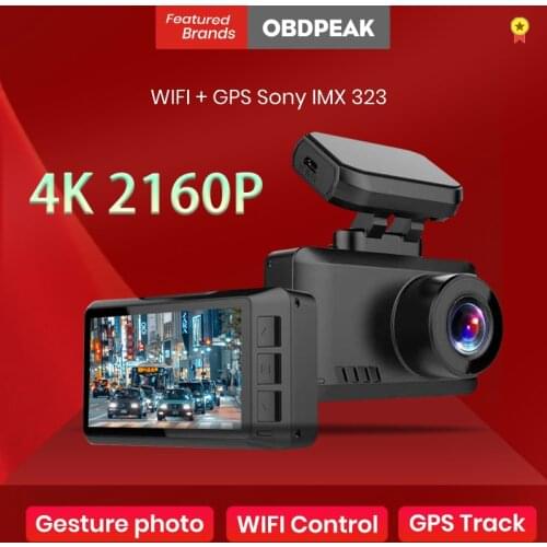 Smart Dash Cam Car DVR 4K 2160P Wifi Speed Coordinates GPS Track Gesture Photo Car Dash Camera Dual Video Recorder 24H Parking