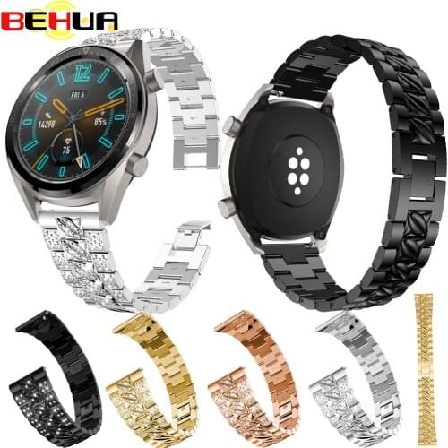 Rhinestone Wristband Band for Huawei watch GT Metal Stainless steel replacement watchband 22mm for Samsung gear s3 watch strap