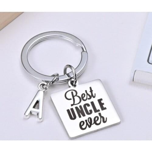 Uncle Gift Initial Letter Key Ring Best Uncle Ever Key Chains Niece and Nephew Gift for Uncle Birthday Fathers' Day Gifts