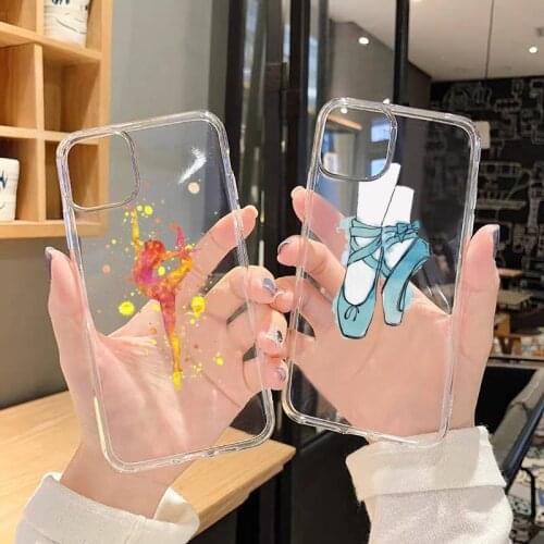 Cute cartoon art colorful ballerina Phone Case Transparent for iPhone 6 7 8 11 12 s mini pro X XS XR MAX Plus SE cover funda