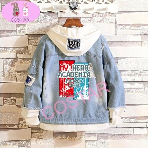 COSTAR Anime My Hero Academia Shoto Todoroki Cosplay Costumes Attack on Titan Fate Blue Denim Hoodie For Girls Boys Spring Coat