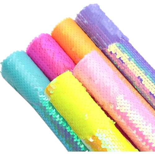 David accessories 20*33cm 6pieces/set Sequin Reversible Fish Scale Synthetic Leather DIY Earrings Bag Hair Bow Sequins,1Yc12574