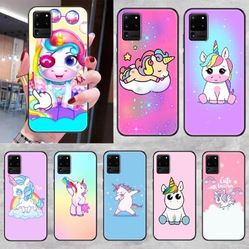 Baby Unicorn Phone case For Samsung Galaxy Note 4 8 9 10 20 S8 S9 S10 S10E S20 Plus UITRA Ultra black 3D shell pretty hoesjes