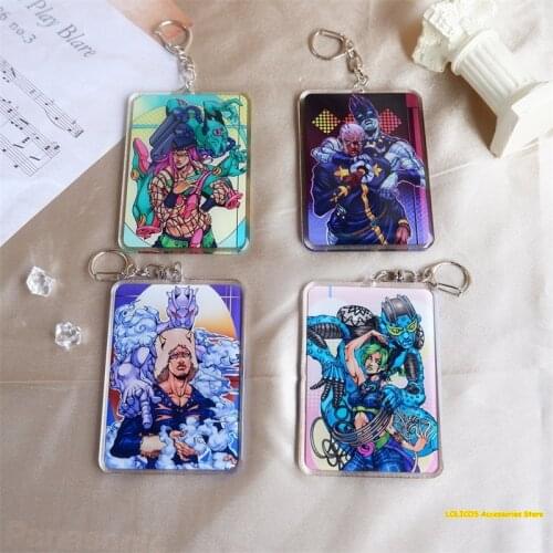 Jojo Bizzare Adventure KUJO JOTARO Jolyne Cujoh Enrico Pucci Acrylic Bag Pendant Figure Keychain Anime keyring Toy Cosplay