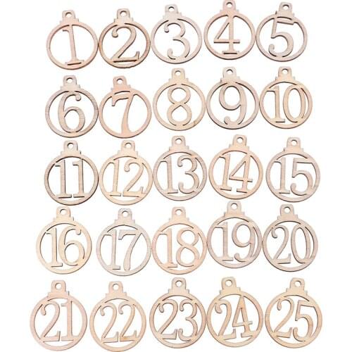 A-Z Initial Wooden 1-25 Number Wood Christmas Advent Calendar Tags Wedding Candy Gift Present Box Wrapping Tags
