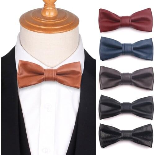 Bow Tie Classic Suits Bowtie For Men Women PU Leather Bow Ties For Wedding Party Cravats Adjustable Casual Bowties Mens Tie
